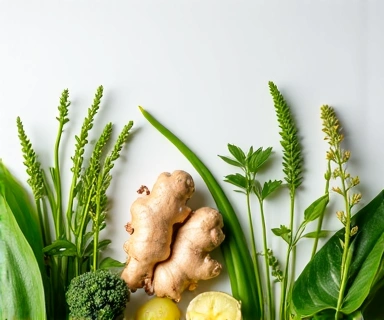 Fresh green plants and natural energy-boosting ingredients