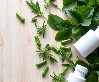 Natural vitamins and supplements for men's wellness displayed on a wooden surface